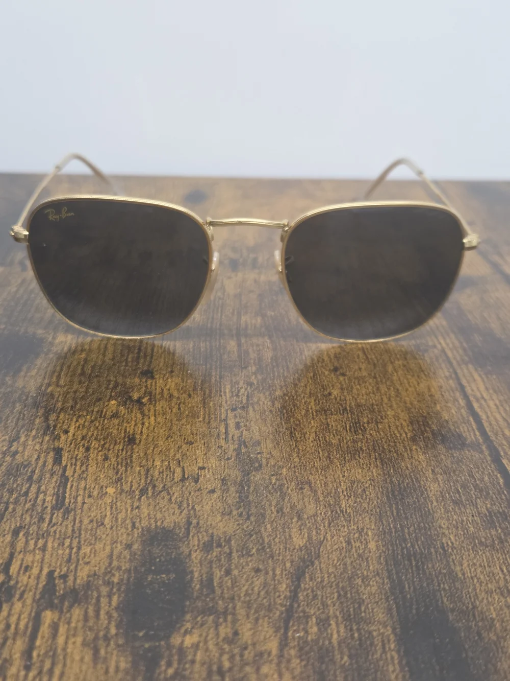 Ray-Ban Gold Frame Sunglasses Dark Lenses Frank (RB3857)